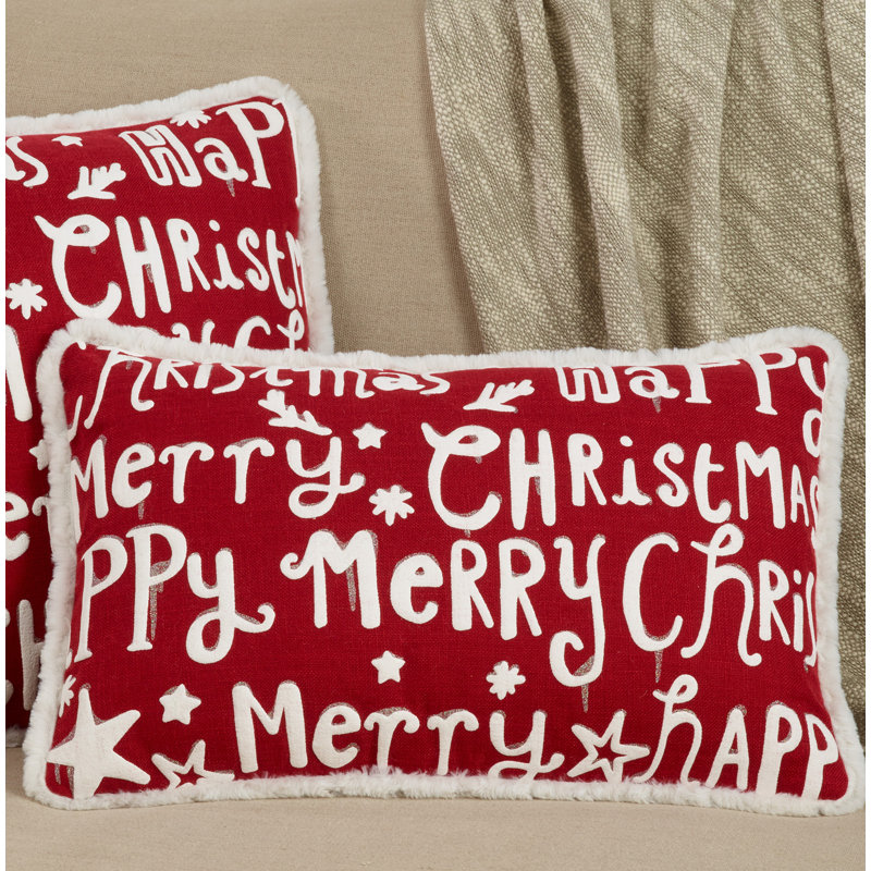 Saro Eira Collection Merry Happy Christmas Pillow Cover Only Wayfair